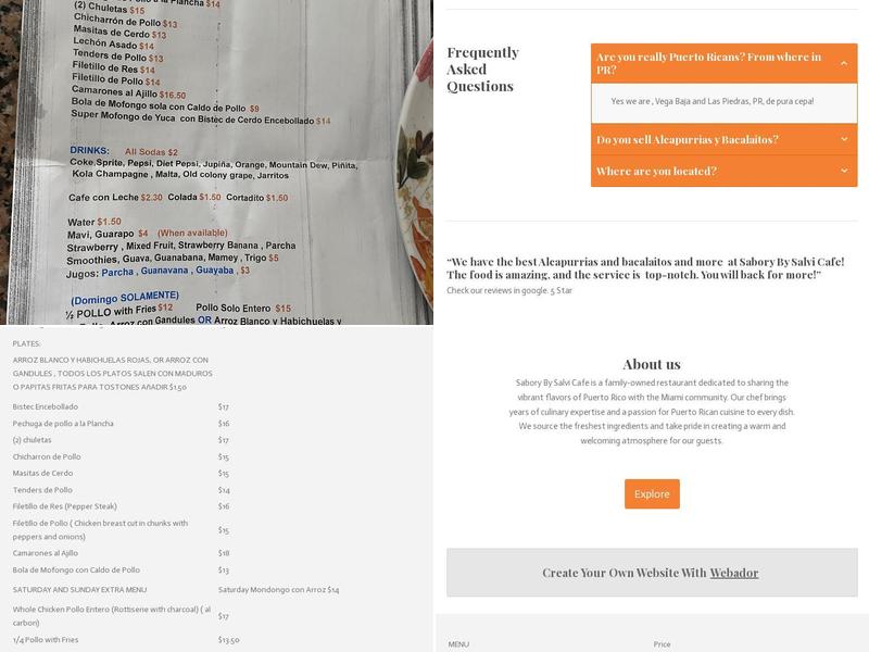 Sabory By Salvi Cafe Menu