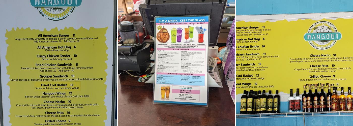 Hangout Bar and Grill Menu