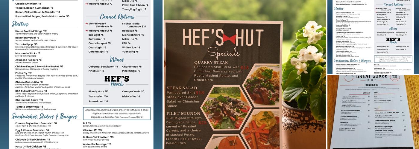 Hef's Hut Bar and Grill Menu