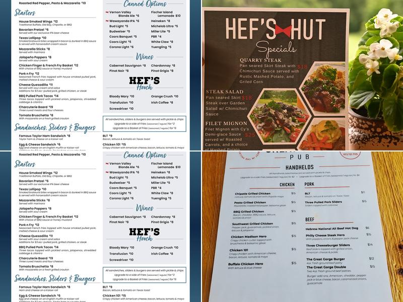 Hef's Hut Bar and Grill Menu