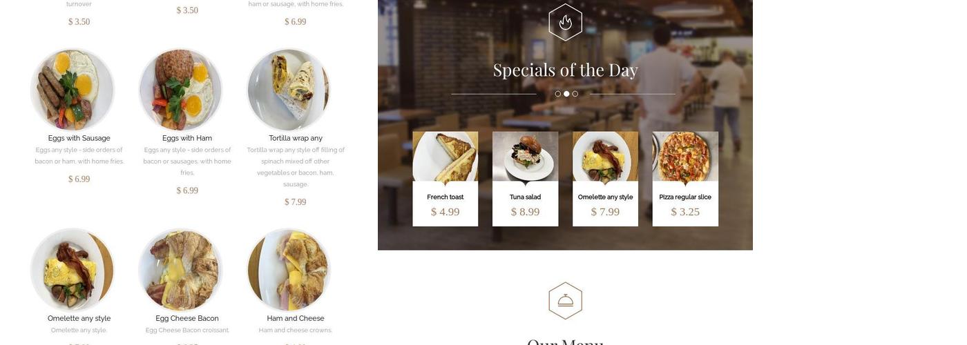 Bella Blue Menu