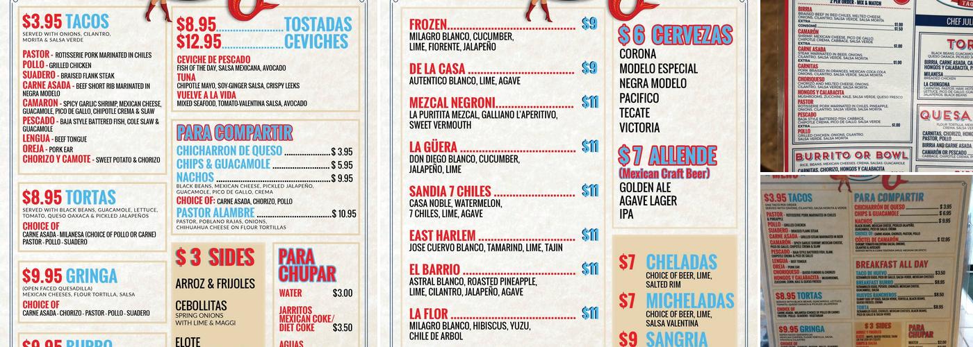 La Chula Menu