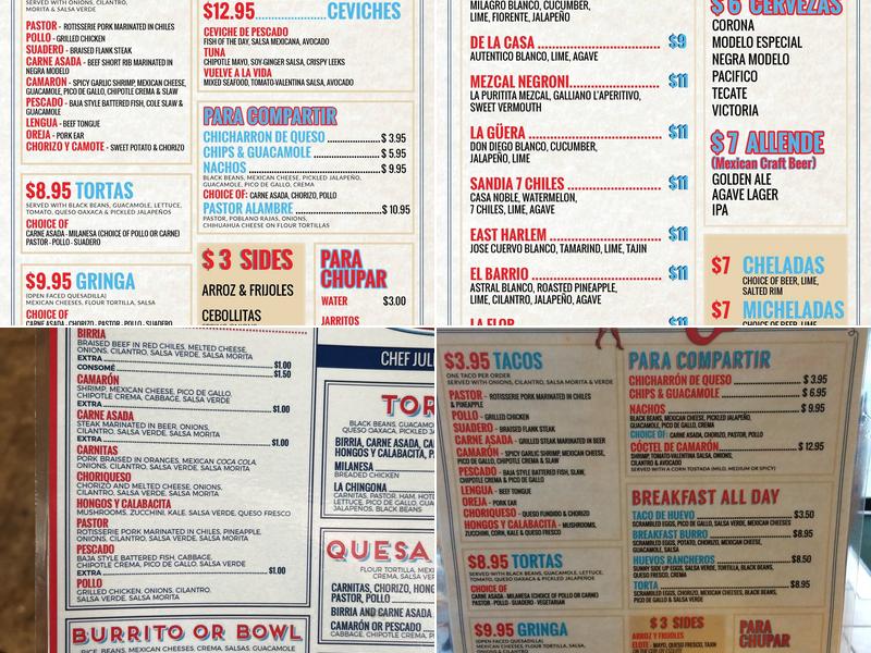La Chula Menu