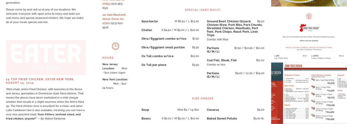 Johns Fried Chicken Menu