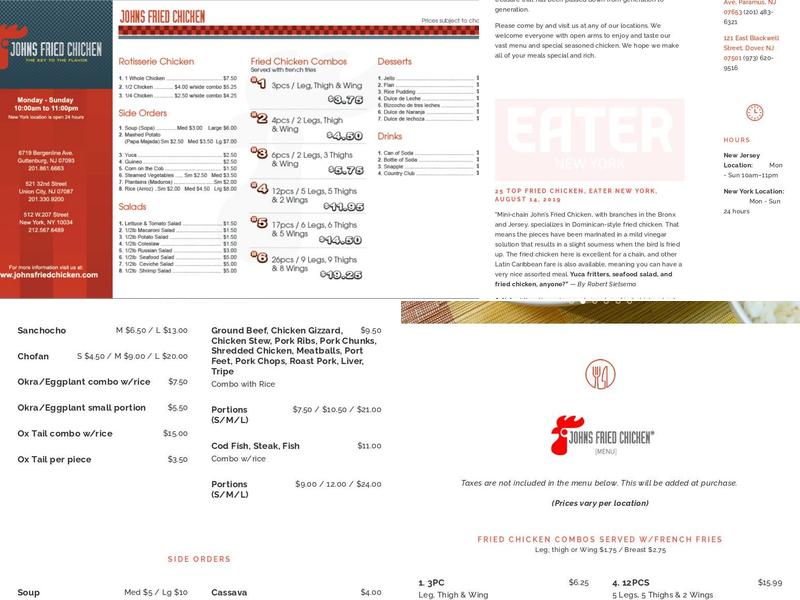 Johns Fried Chicken Menu
