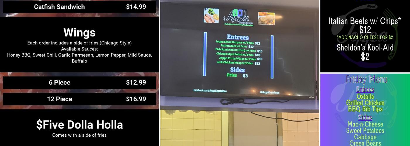 Joppa Experience Menu