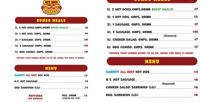 Hot Dogs by Garrett Menu