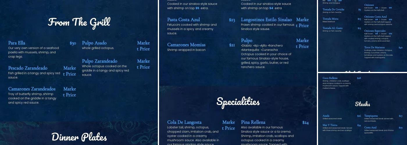 Costa Azul Menu