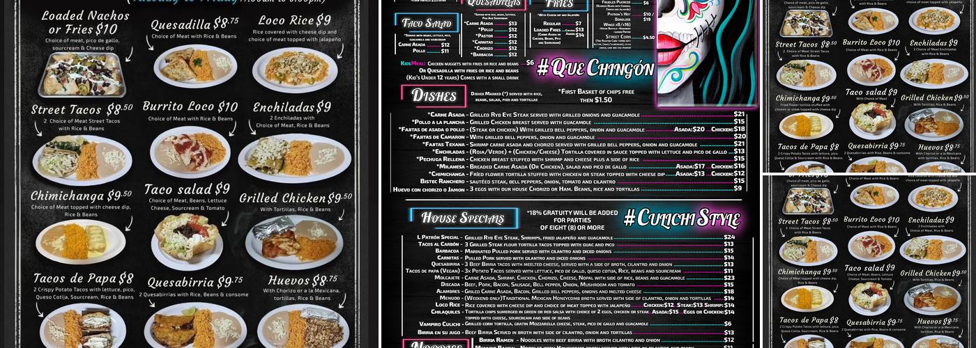 L Patron Mexican Grill and Cantina Menu