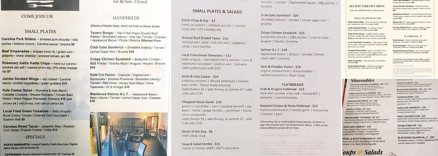 Knife and Fork Restaurant Menu