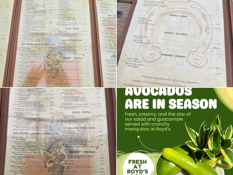 Royd's Menu