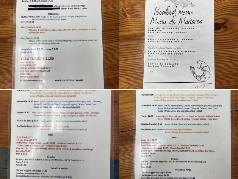 La Perla Tapatia Goshen Menu