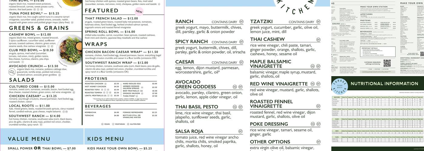 Forage Kitchen Menu
