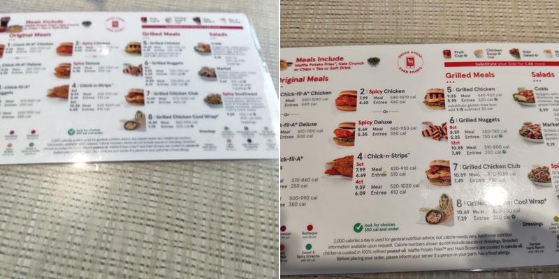 Chick-fil-A Menu