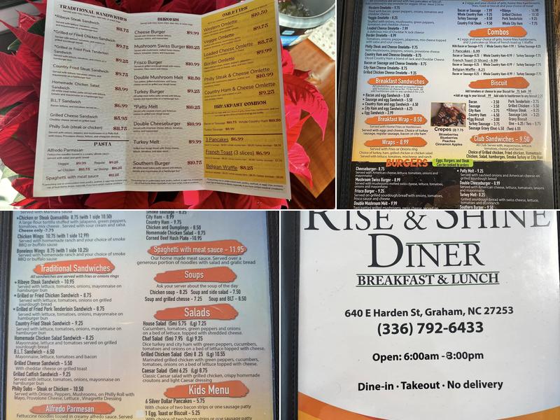Rise & Shine Diner Menu
