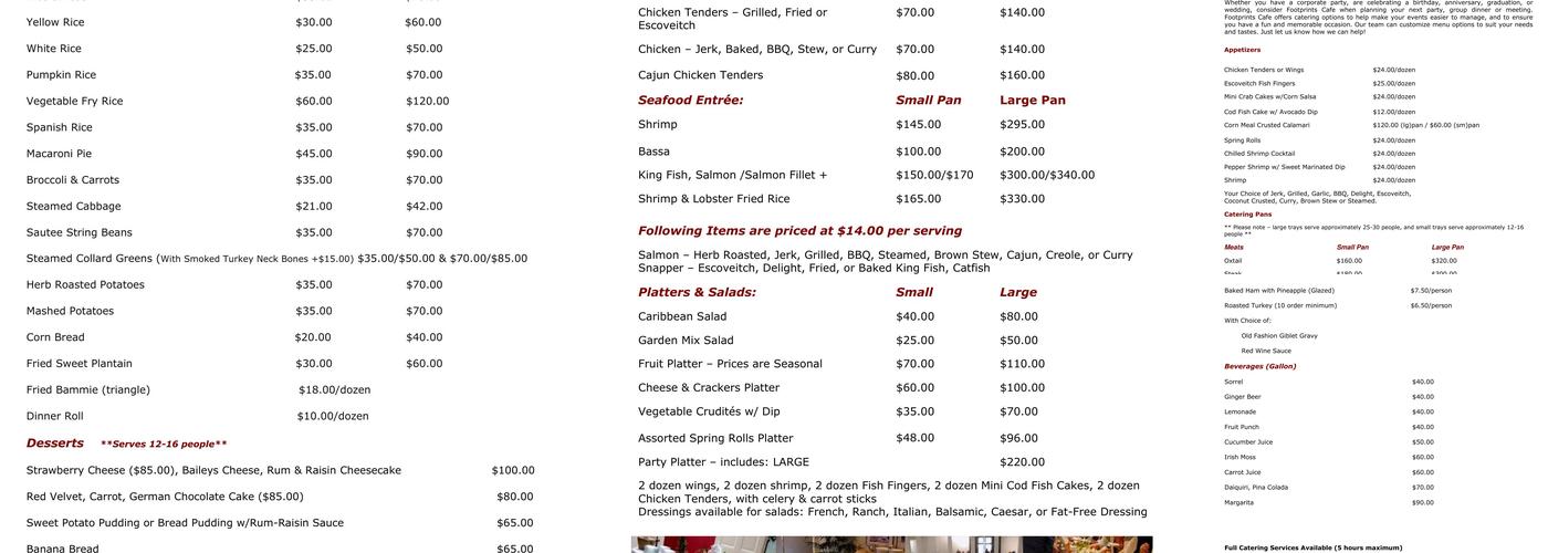 Rasta Pasta Menu