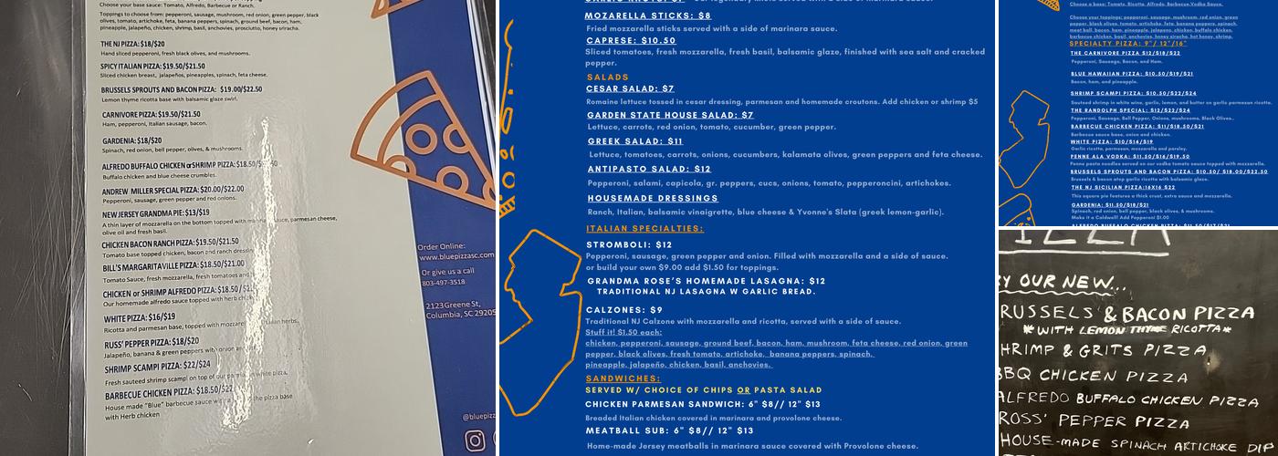 Blue Pizza SC Menu