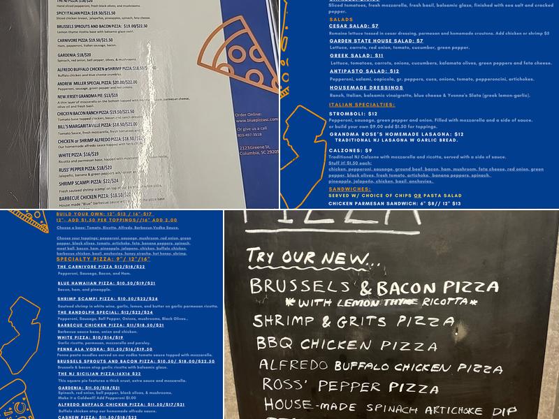 Blue Pizza SC Menu