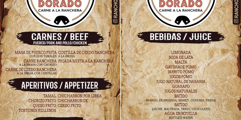 RANCHO DORADO Menu