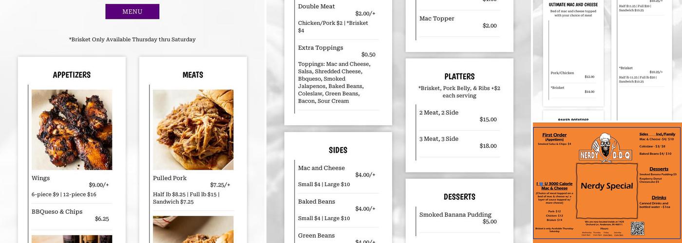 Nerdy BBQ Menu