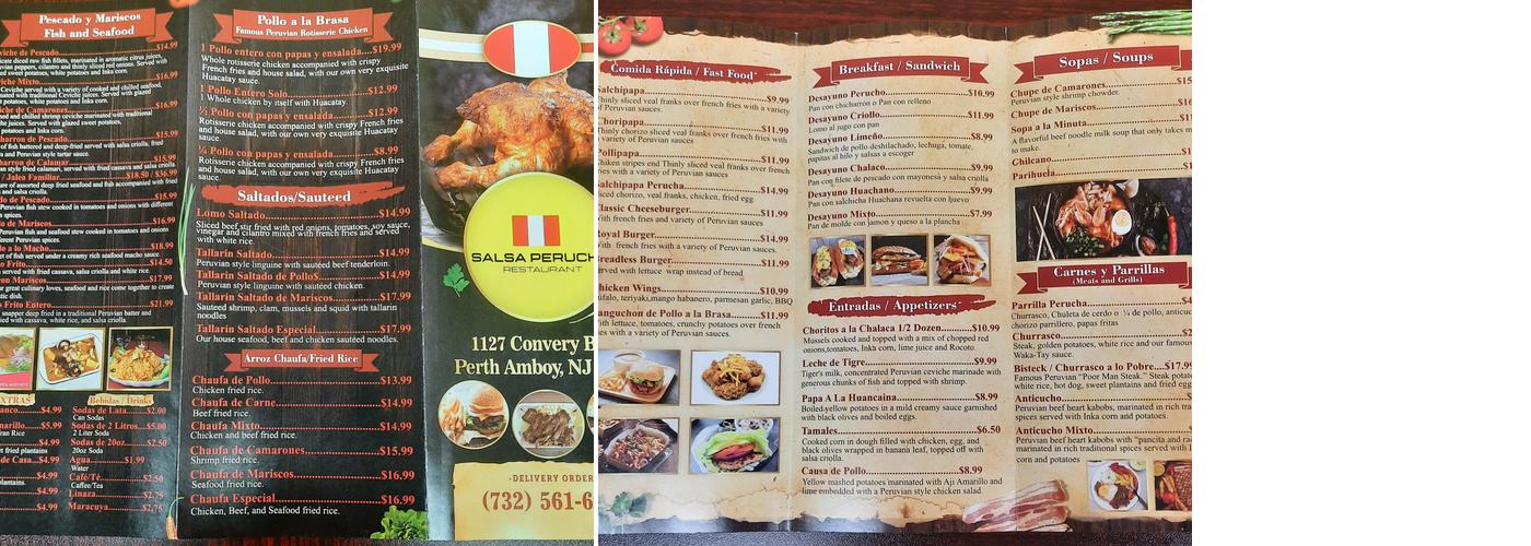 Salsa Perucha Menu