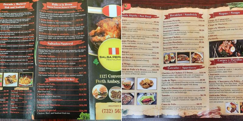 Salsa Perucha Menu