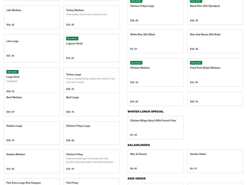 Lakay Restaurant Menu