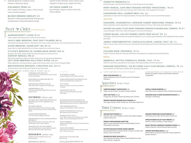 Valley Rock Lodge Menu