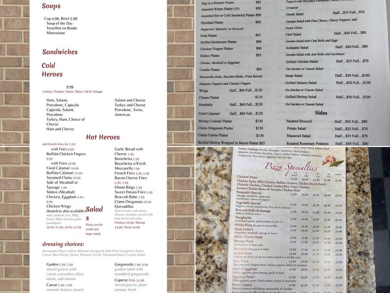 Pasquale's Pizza & Restaurant Menu
