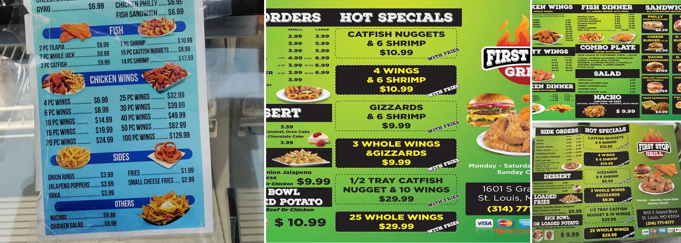 First Stop Grill Menu