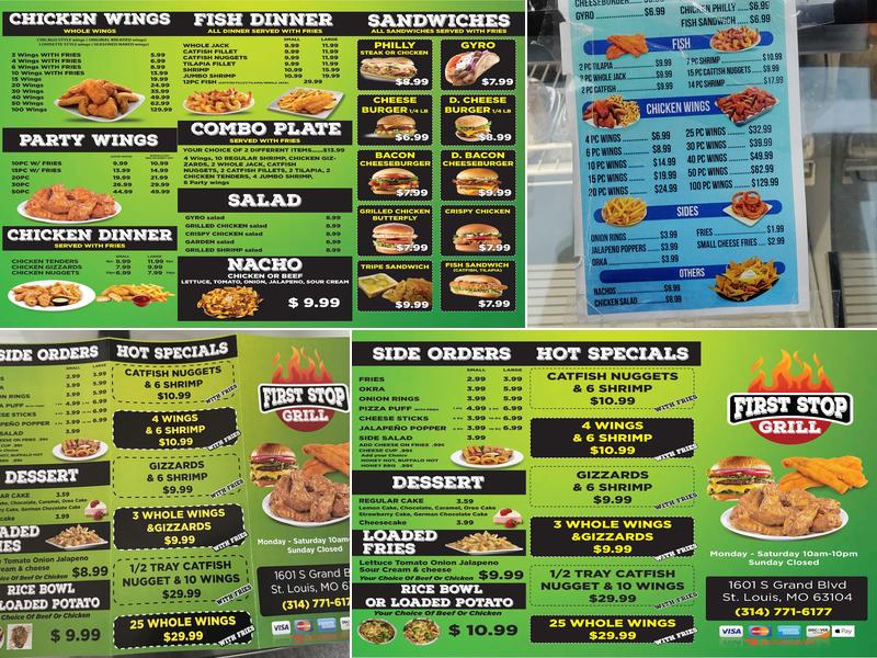 First Stop Grill Menu
