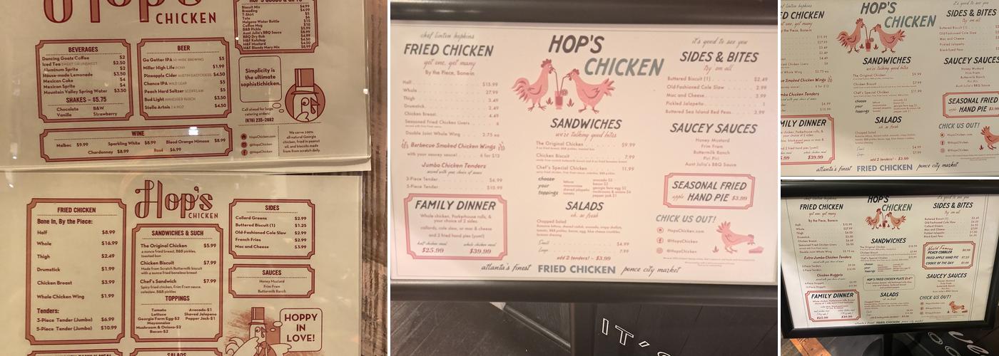 Hop's Chicken Menu