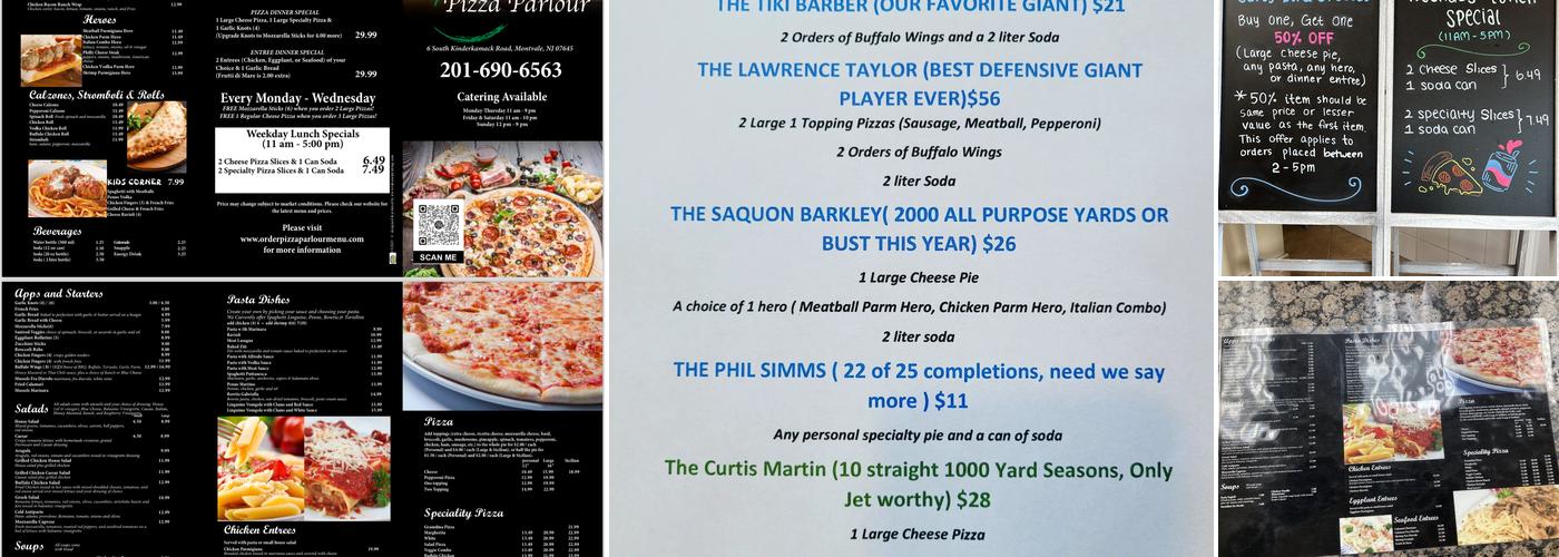 The Pizza Parlour Menu