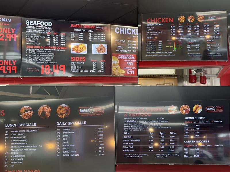 Basha’s Fish & Chicken Menu