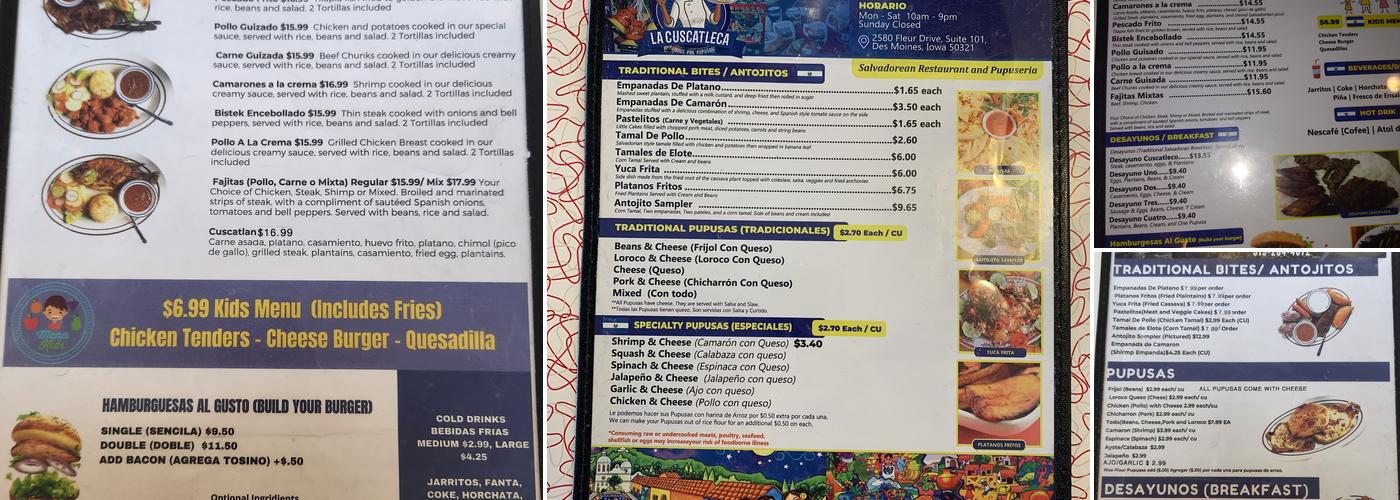 La Cuscatleca South Menu