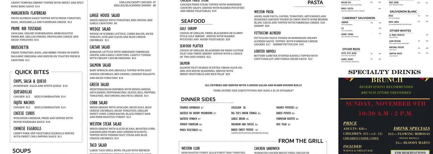 The Waterside Grill Company Menu
