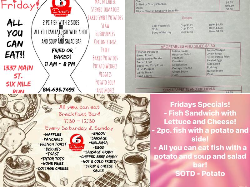 Six Mile Family Diner LLC Menu