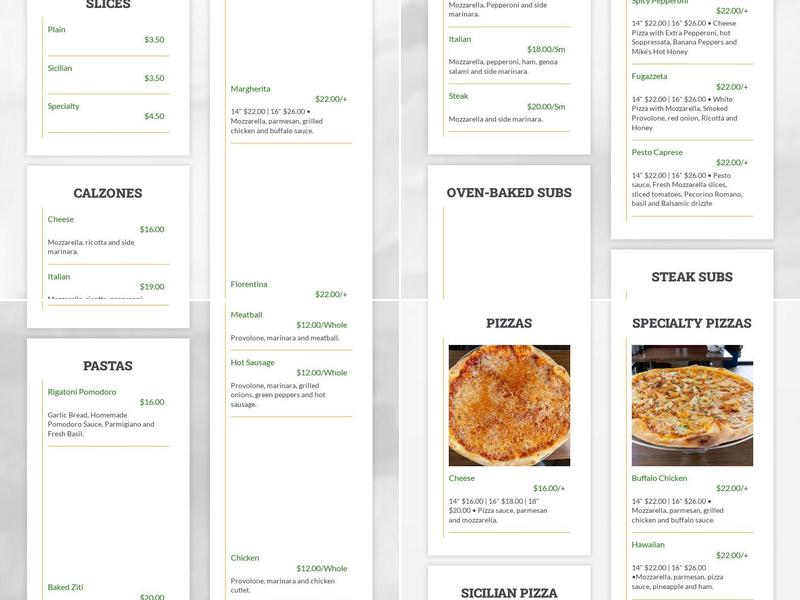 Italian Village Pizza Menu