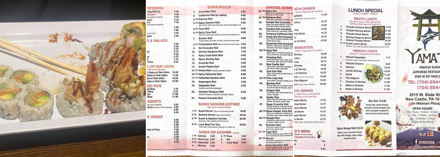 YAMATO HIBACHI SUSHI Menu