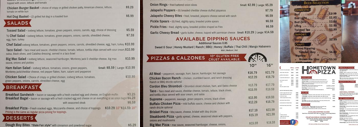 Hometown Pizza Menu