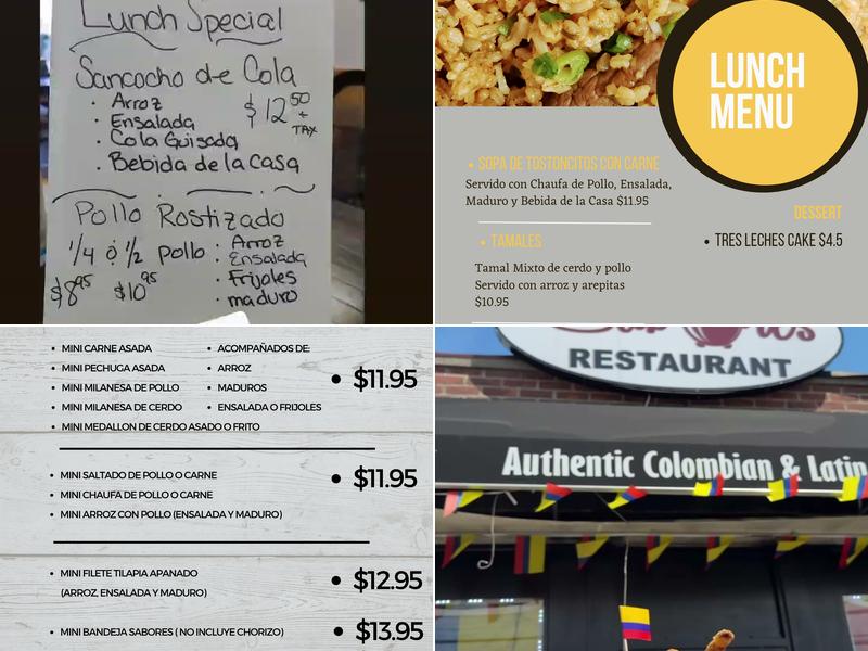 Sabores restaurant Menu