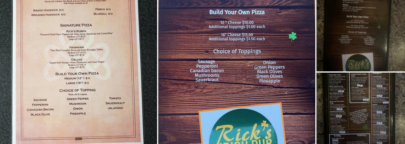 Rick’s Irish Pub Menu