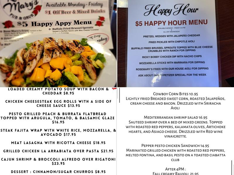 RoseMary's Pub & Grub Menu