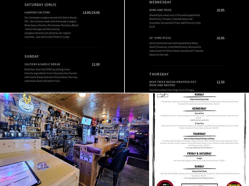 Thee Back Bar @ Thee Upper Crust Pizzeria Menu