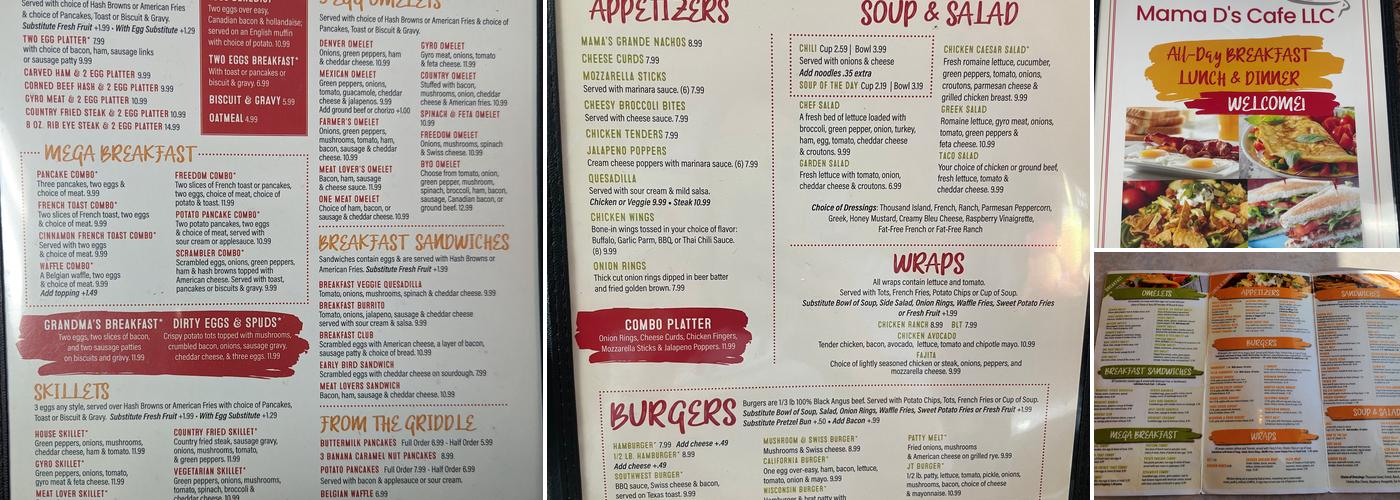 Mama D’s Cafe Menu