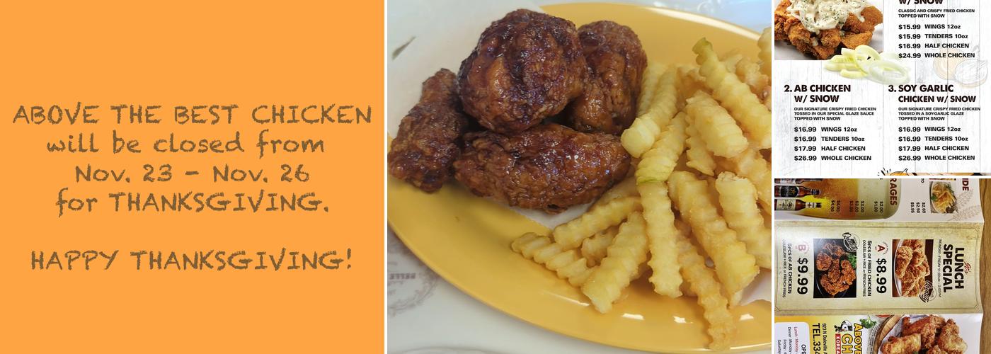 Above the Best Chicken Menu