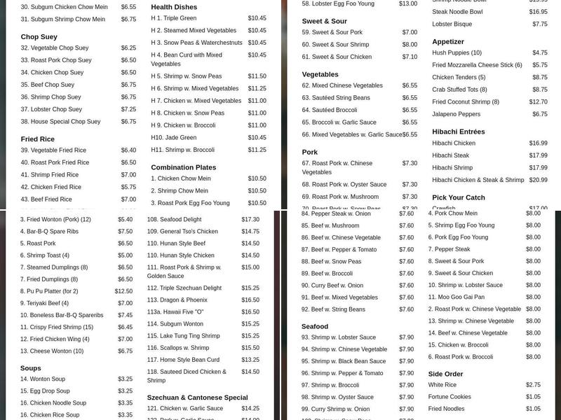 New Hong Kong Menu
