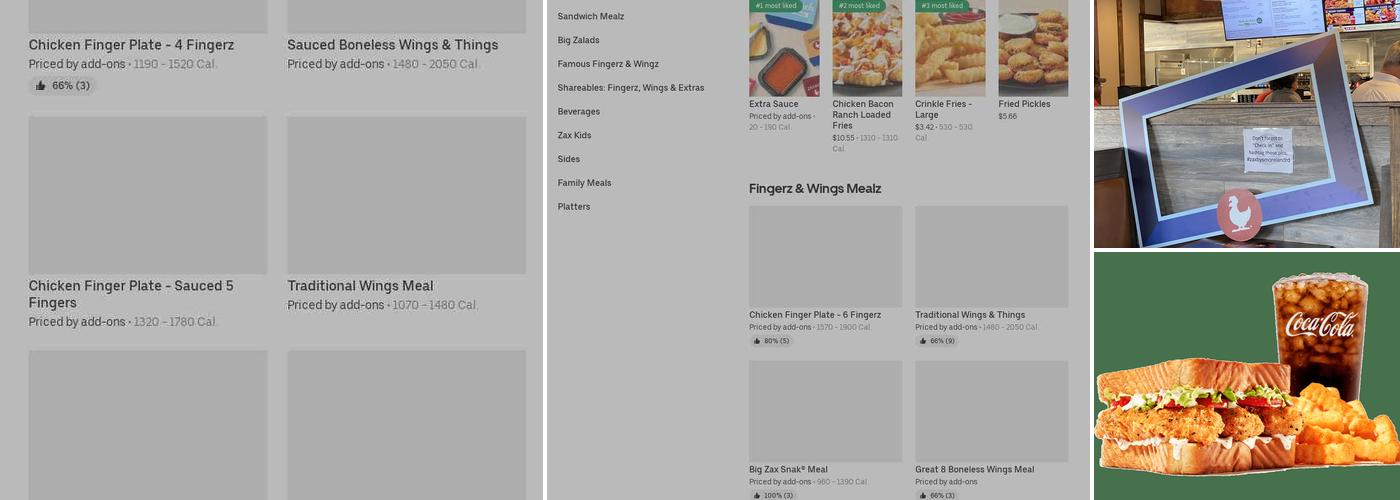 Zaxby's Chicken Fingers & Buffalo Wings Menu