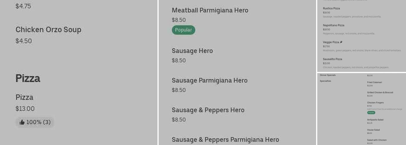 Oak Tree Pizza & Pasta Menu