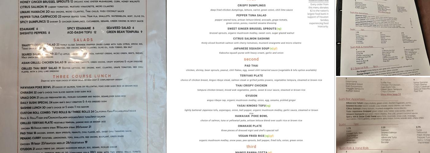 Rattan Pan Asian bistro & Wine Bar Menu